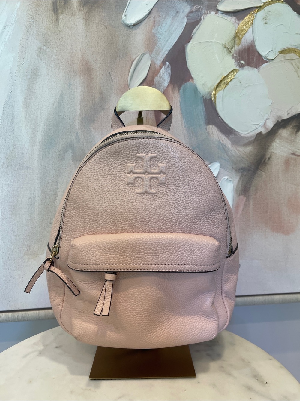 Tory Burch Blush Pink Pebbled Leather Mini Backpack